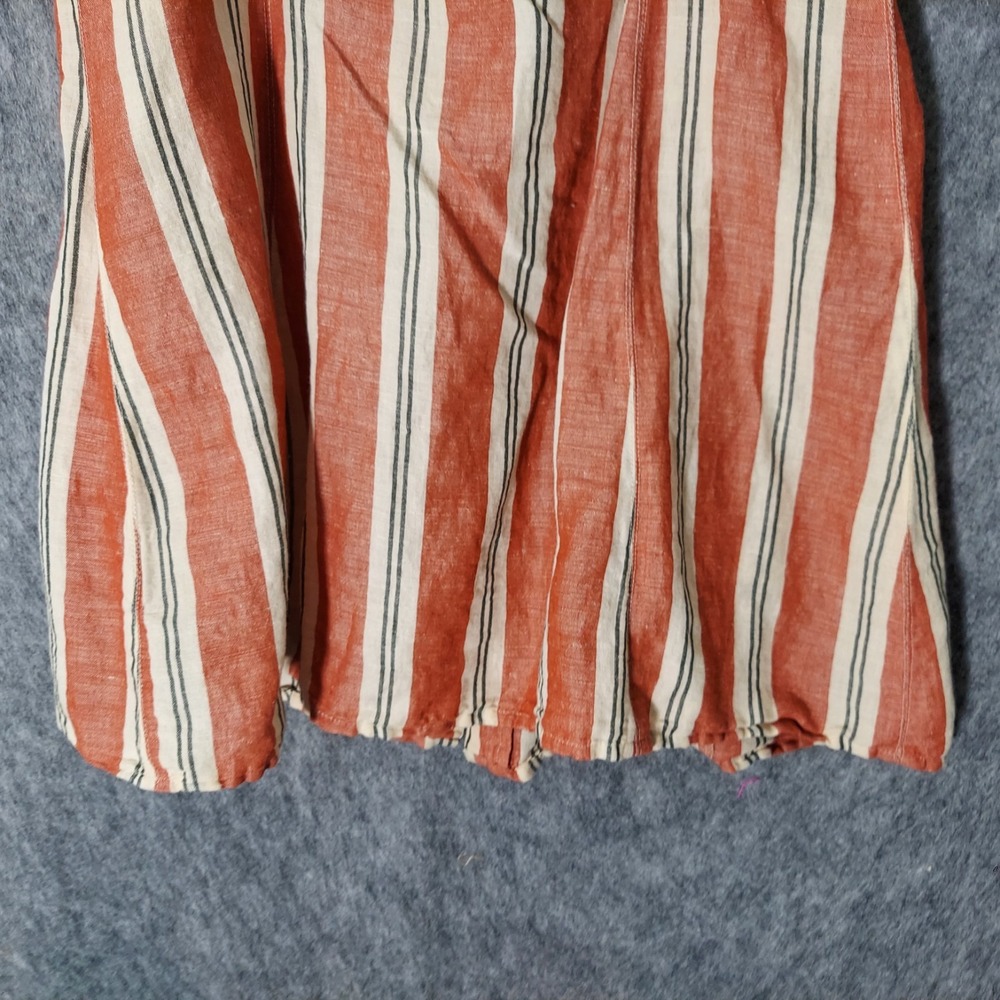 Urban Outfitters Dress Women S Red Striped Linen Button Front Strappy Nautical - Picture 7 of 10